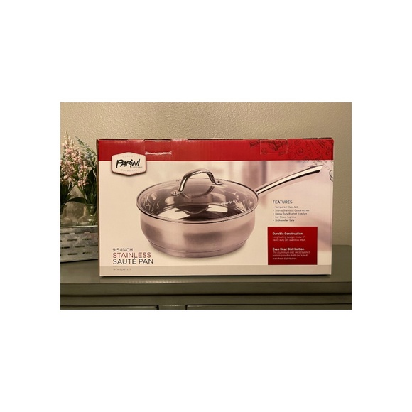 Parini 9.5-Inch 304 Stainless Steel Sauté Pan with Tempered Glass Lid-Ne… - Picture 3 of 6